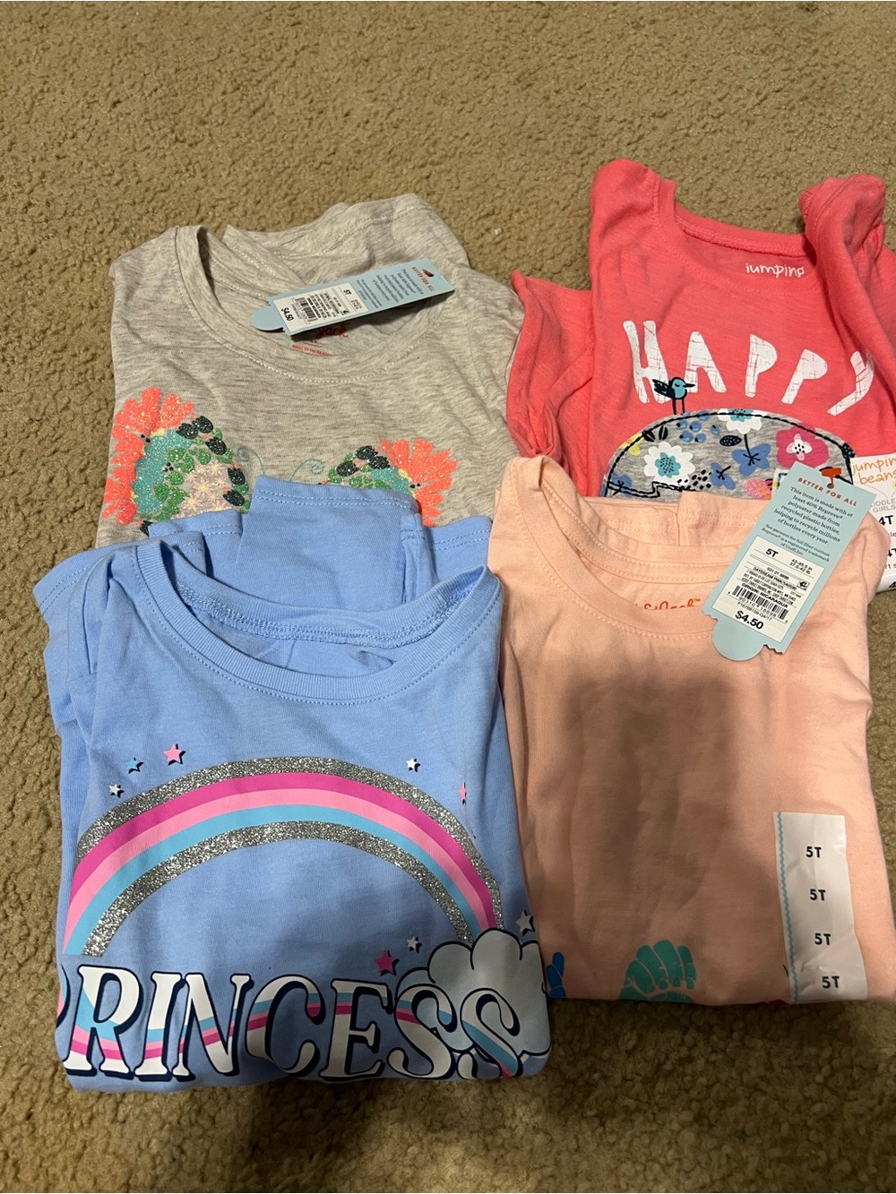 Jumping Beans and cat and jack T-shirt bundle of 4 nwt